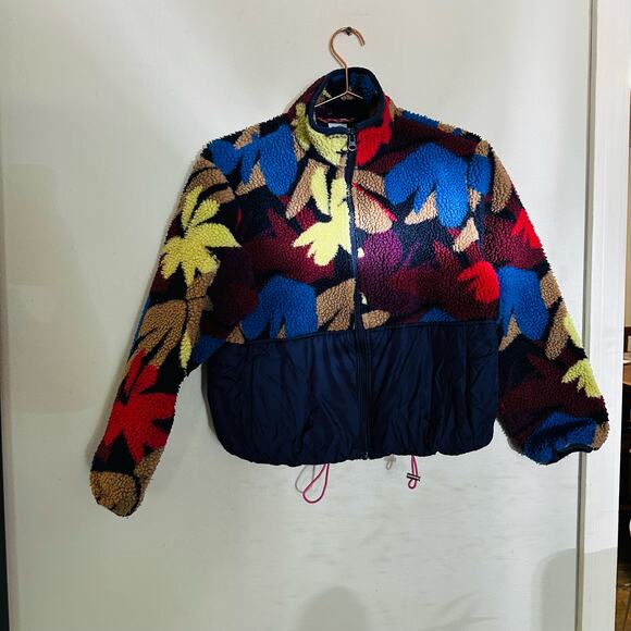 SCOTCH & SODA Teddy Fleece Anorak Flower Camo Blue Zip Up Jacket Size XS - Picture 7 of 11